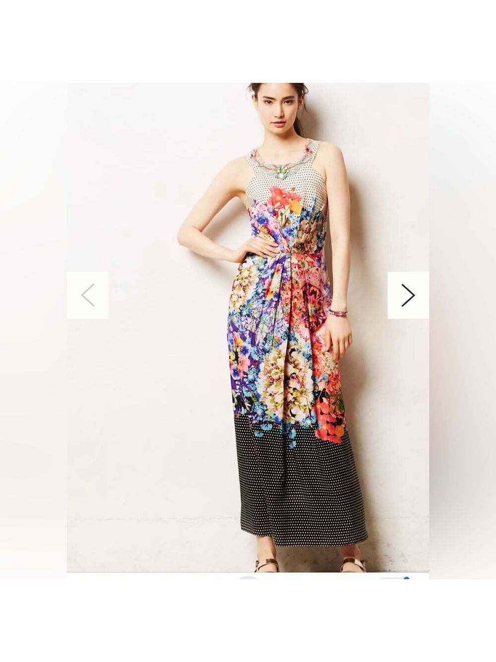 Anthropologie Ranna Gill Arnala Rhinestone Maxi Dress SZ 10